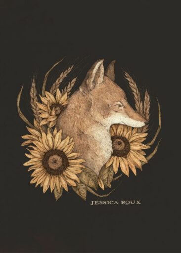 Coyote and Sunflower par Jessica Roux