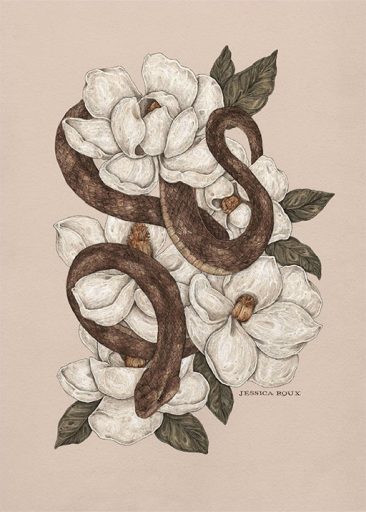 Snake and Magnolias par Jessica Roux